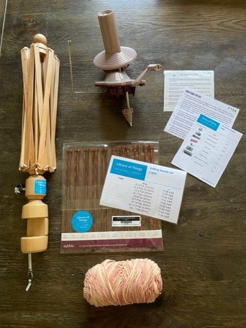 Yarn swift, ball winder, and knitting needle set
