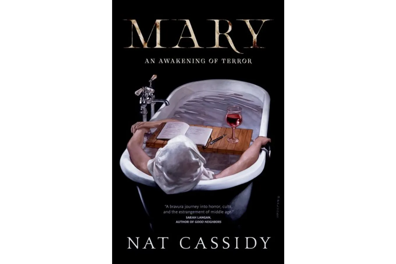 Cover image - a woman sits in a bathtub with a book and a glass of wine as a disembodied hand reaches towards her out of the water.